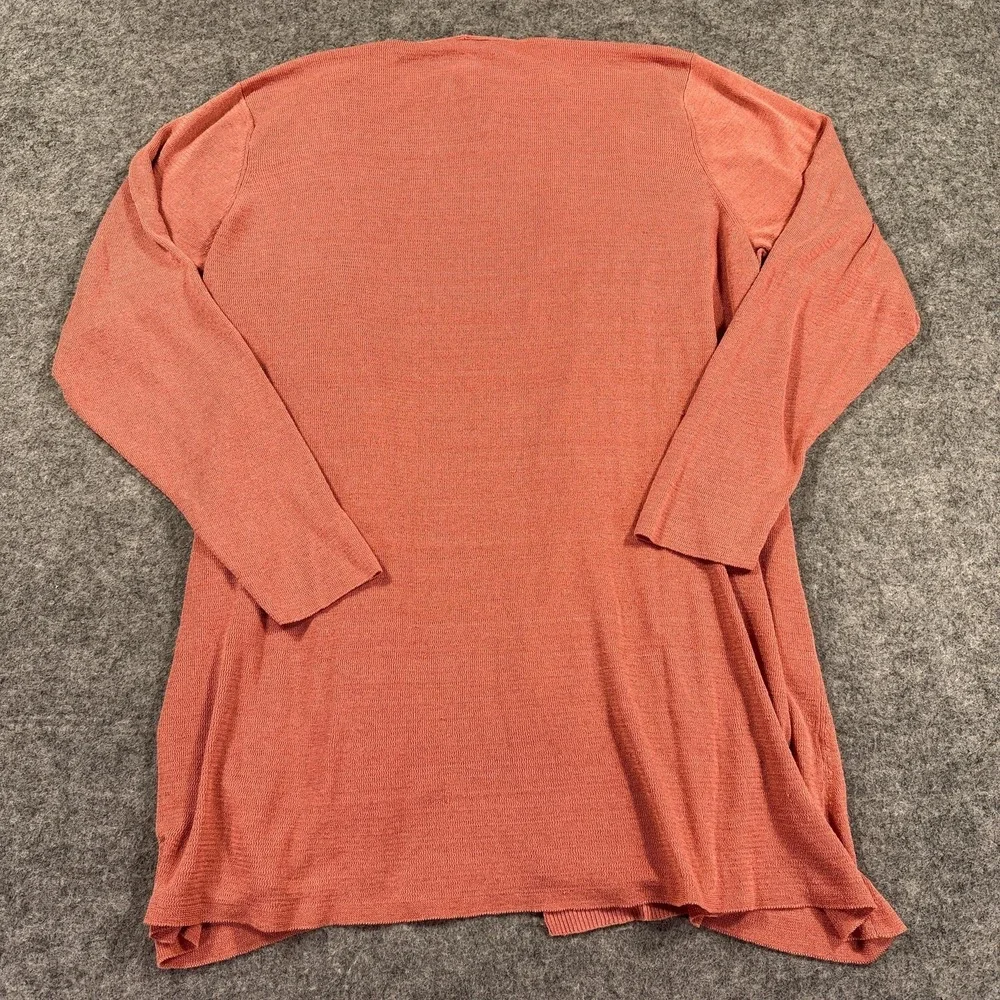 Eileen Fisher Cardigan Womens‎ 3X Pink Linen Nylon Open Front Lightweight Knit